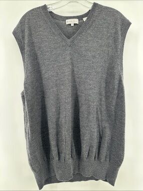 Peter Millar Gray V-Neck Extrafine Italian Merino Knit Sweater Vest Men’s XL